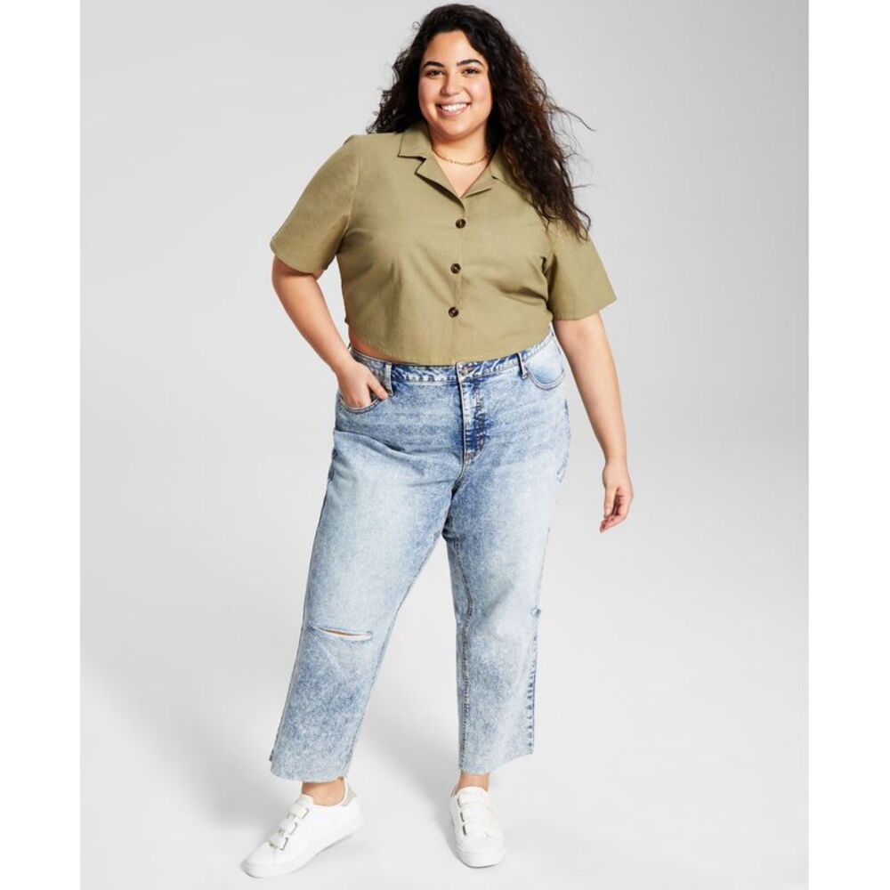 And Now This Now This Trendy Plus Size Camp Shirt